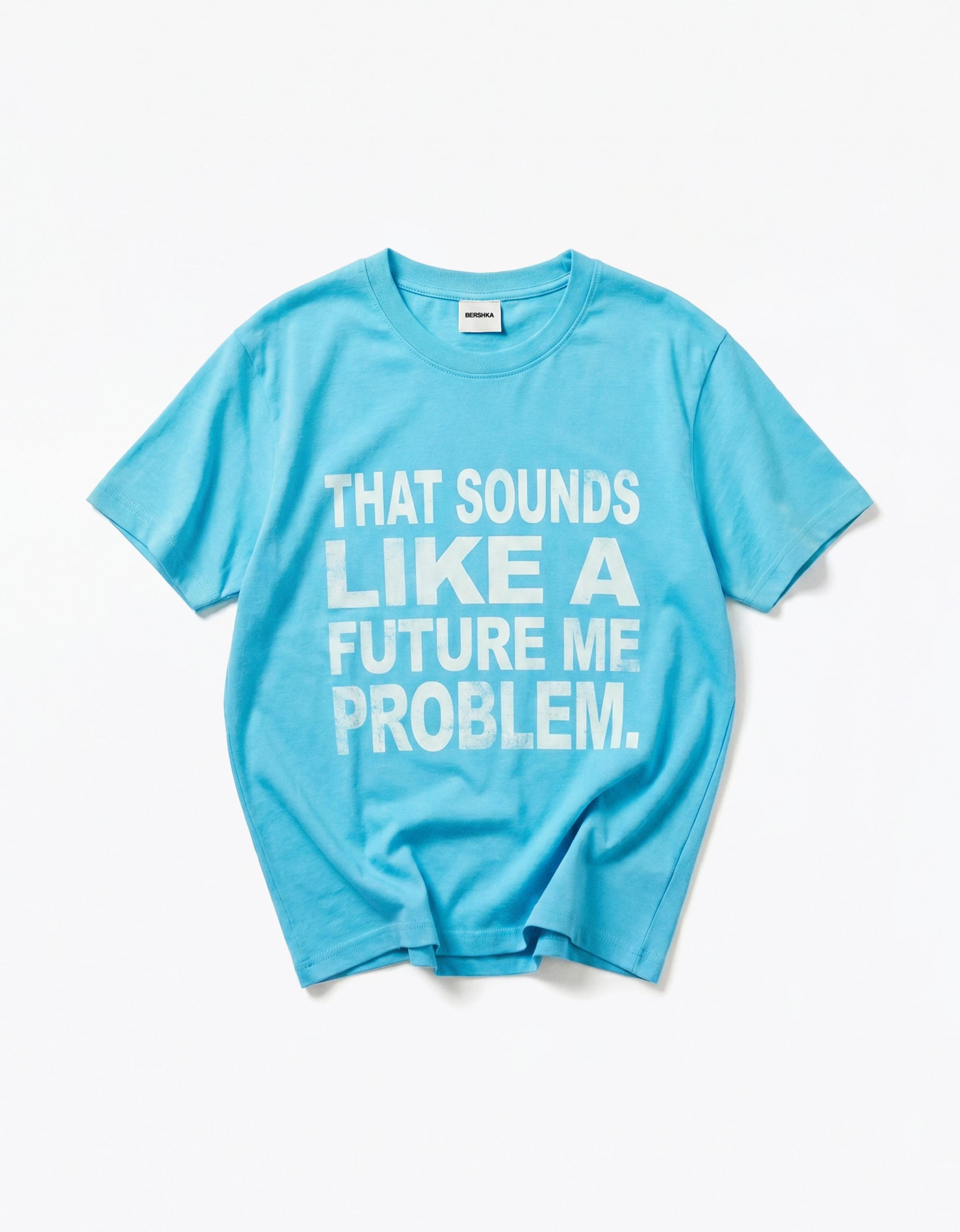 Small fit print T-shirt — Blue