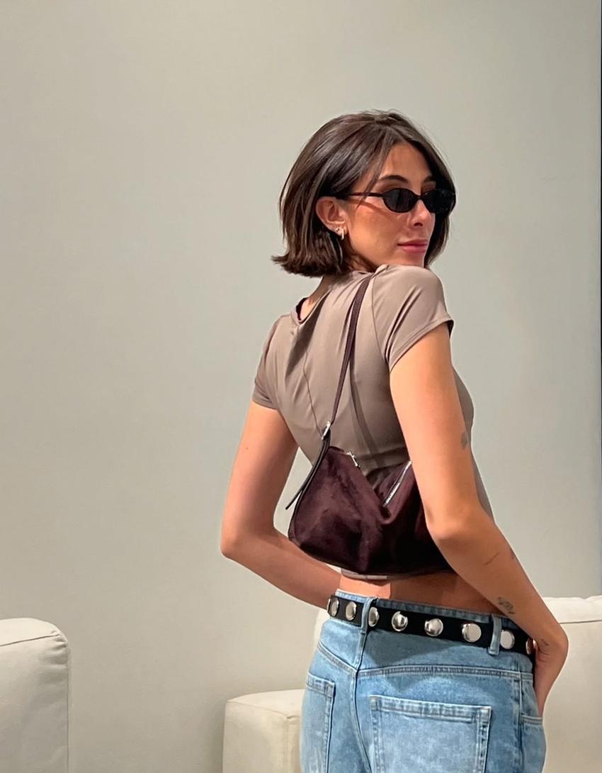 Mini-sac en suédine-Marron-0