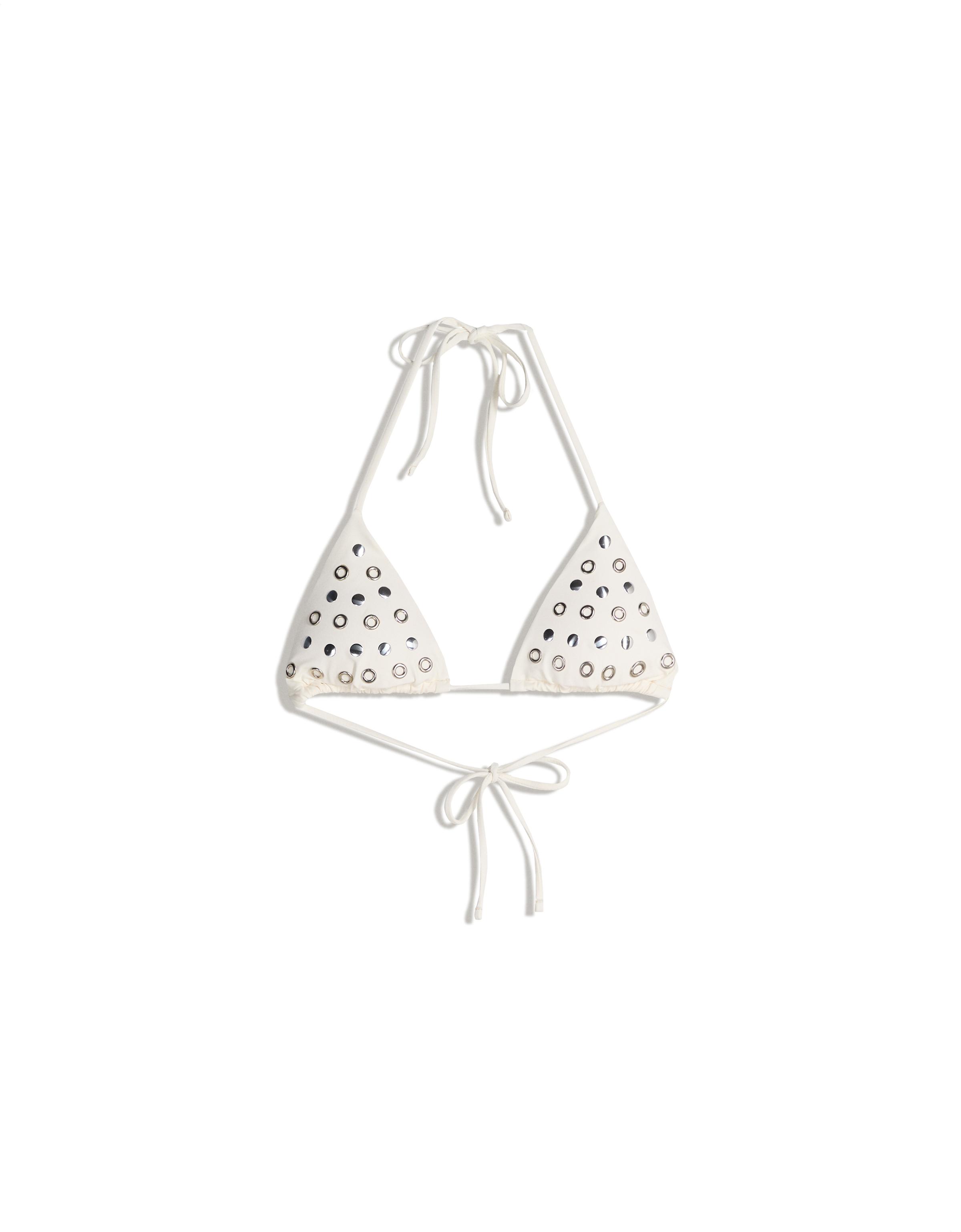 Studded triangle bikini top — Cream