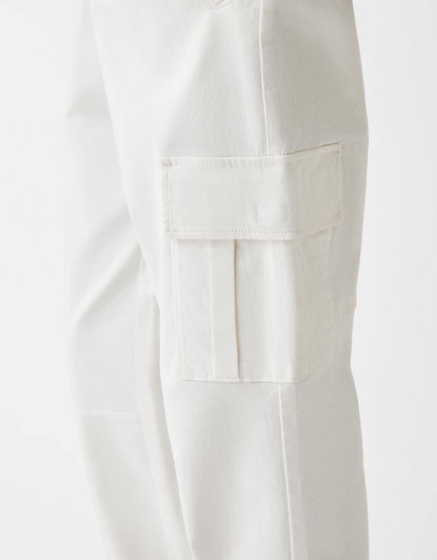Calças jogger cargo com algodão-Gelo-5