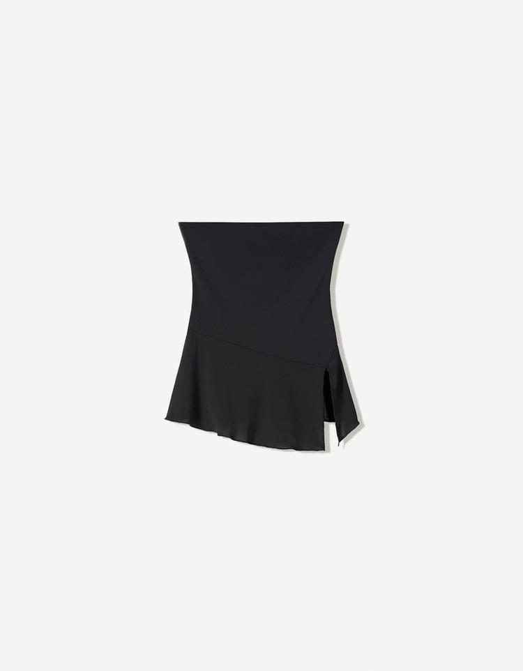 Asimetrik kesim krep bandeau top