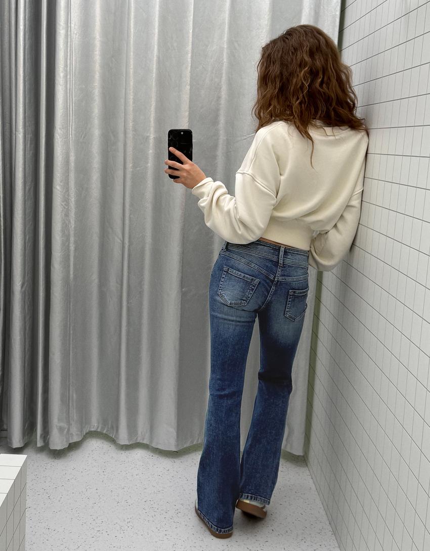 Blugi bootcut talie joasă-Albastru deschis