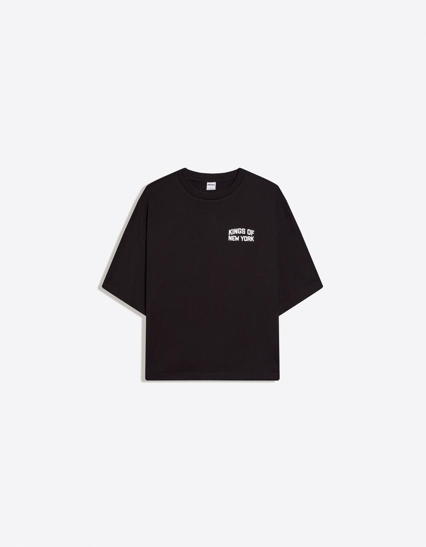 Short sleeve T-shirt with print-Black