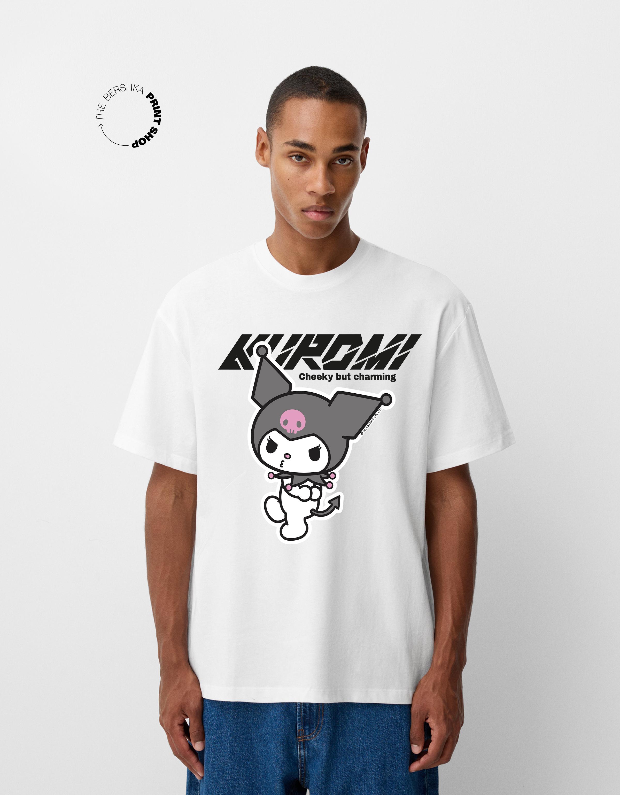 Bershka T-Shirt Kuromi Im Relaxed-Fit Mit Kurzen Ärmeln Herren Xs Weiss