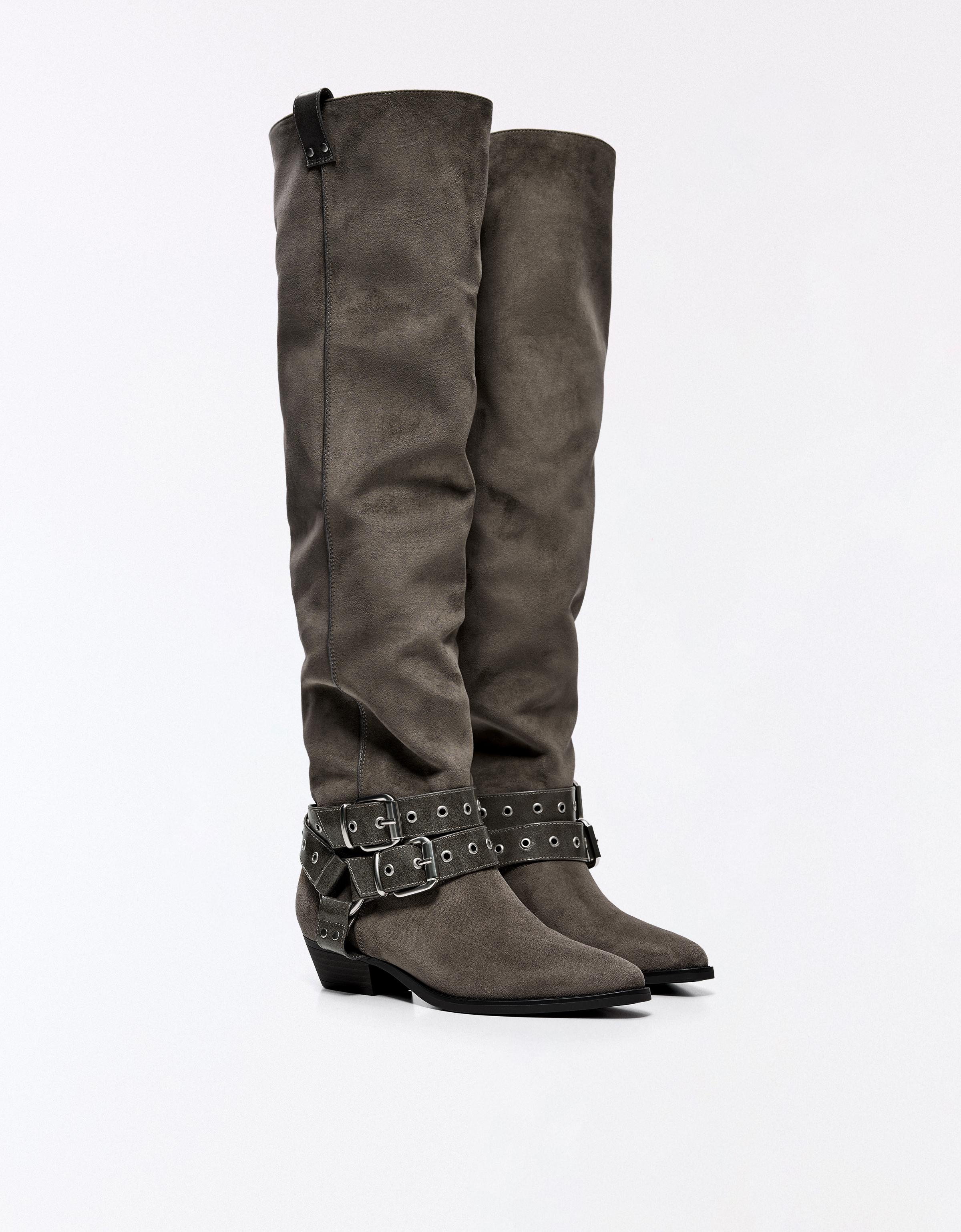 Bershka DÜZ SLOUCHY BIKER BOT görsel 7