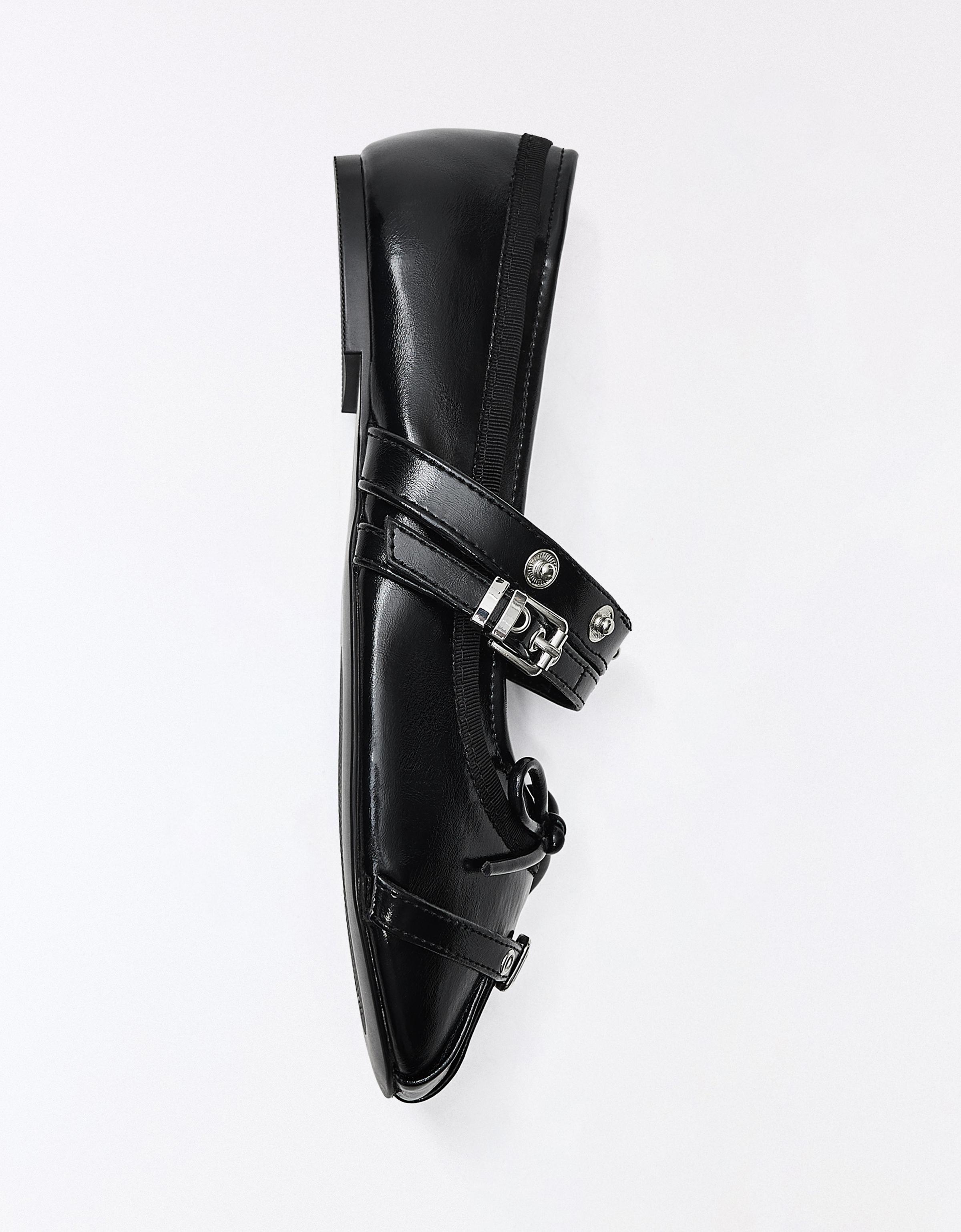 Studded ballet flats — BLACK
