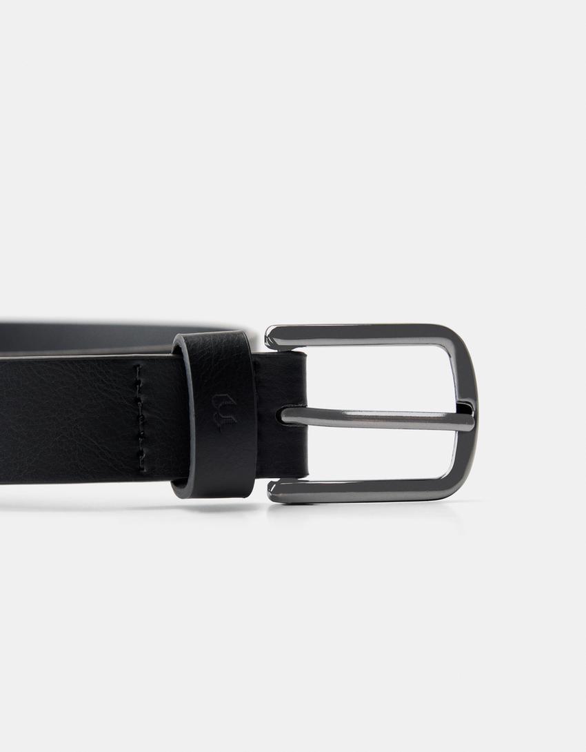 Thin faux leather belt-Black