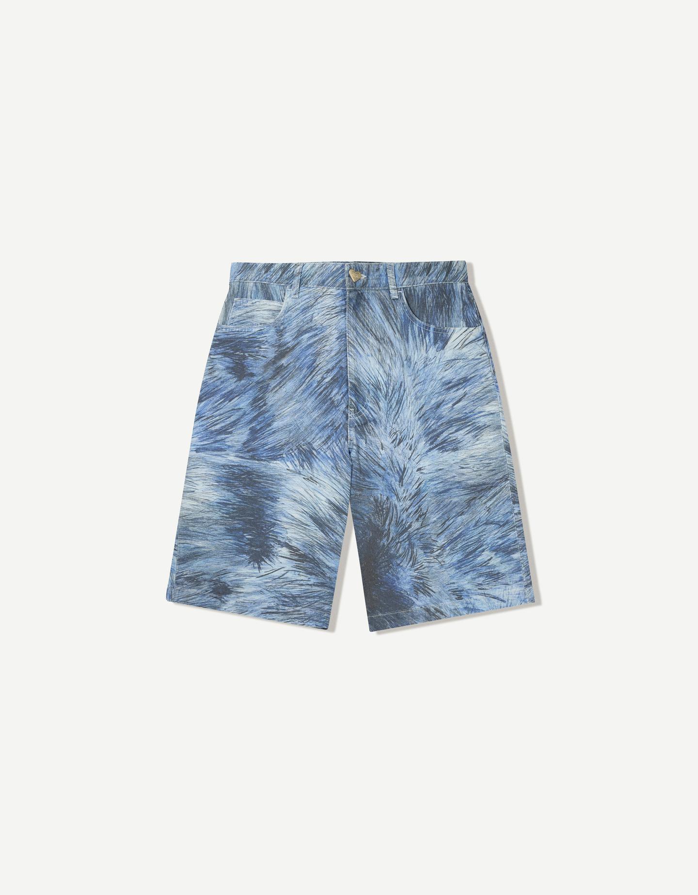 Bershka Bermuda Ca7riel & Paco Amoroso Print Mujer 40 Azul Lavado