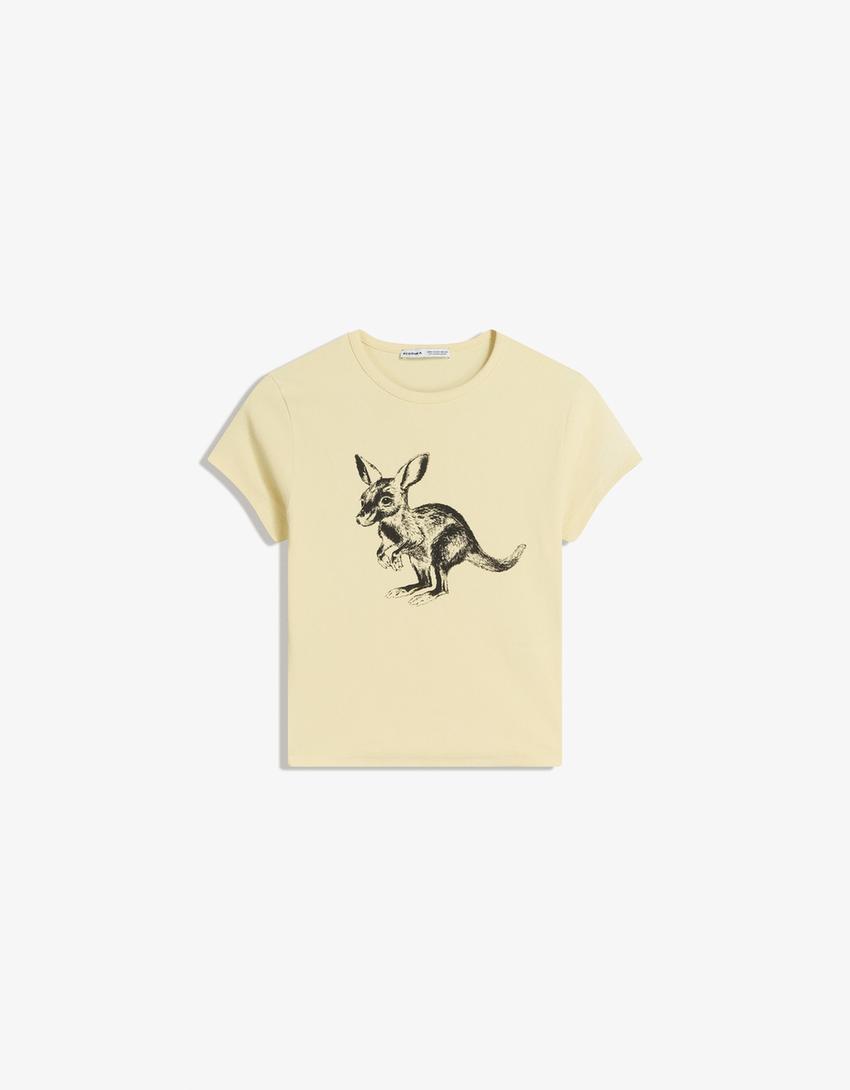 Short sleeve T-shirt with print-Yellow