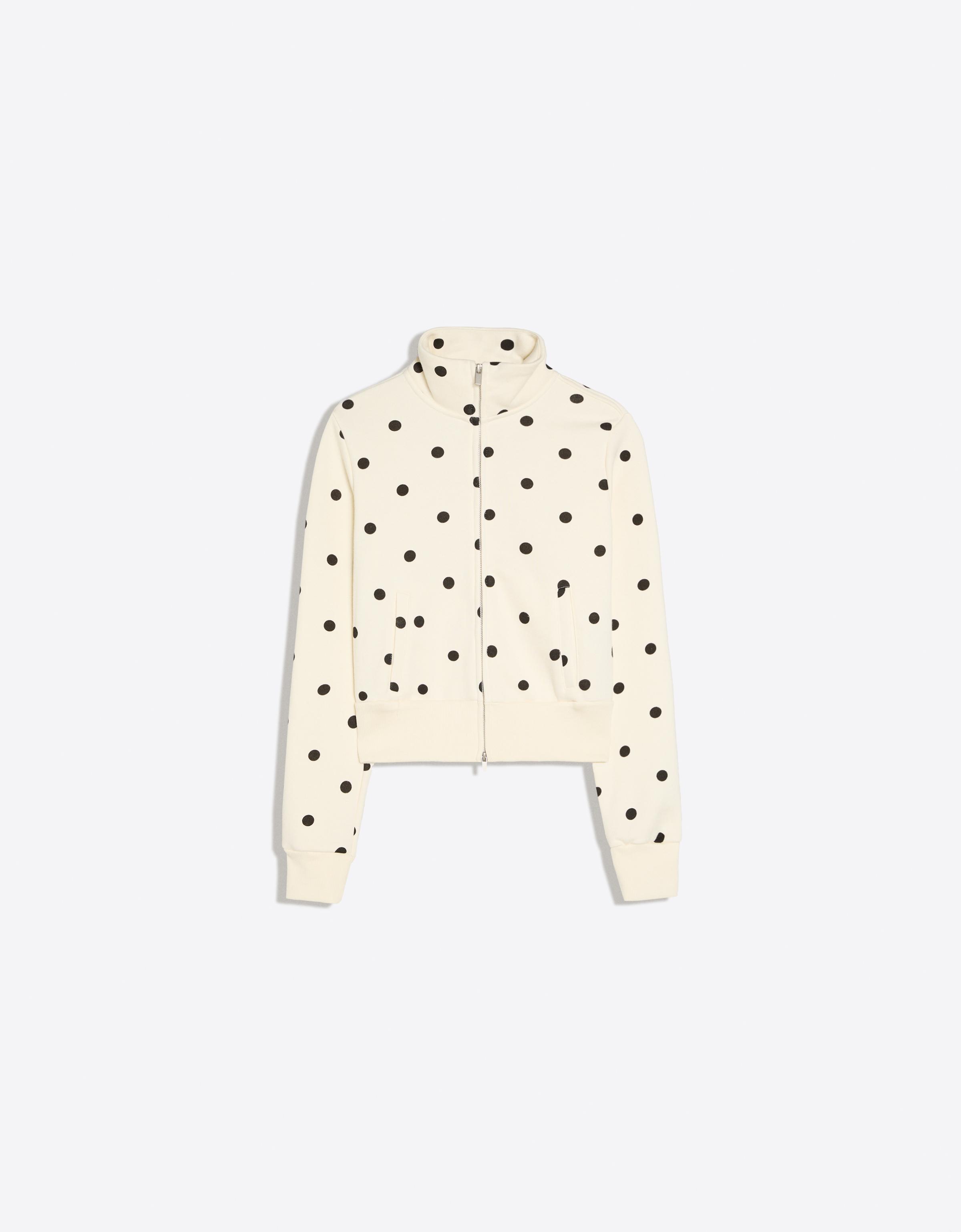Polka dot zip-up sweatshirt — Cream