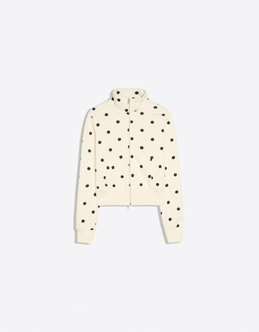 Polka dot zip-up sweatshirt — Cream 3