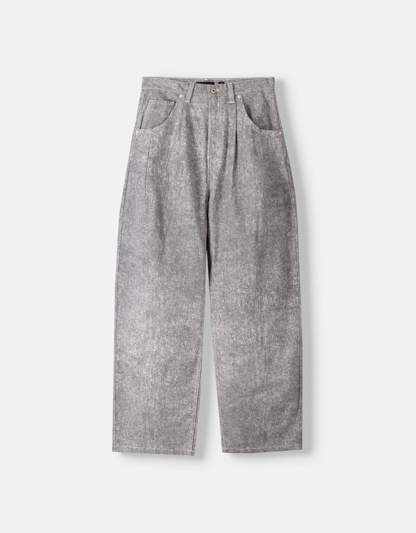 Bershka Jeans Loose Baggy Pliegues Mujer 36 Gris