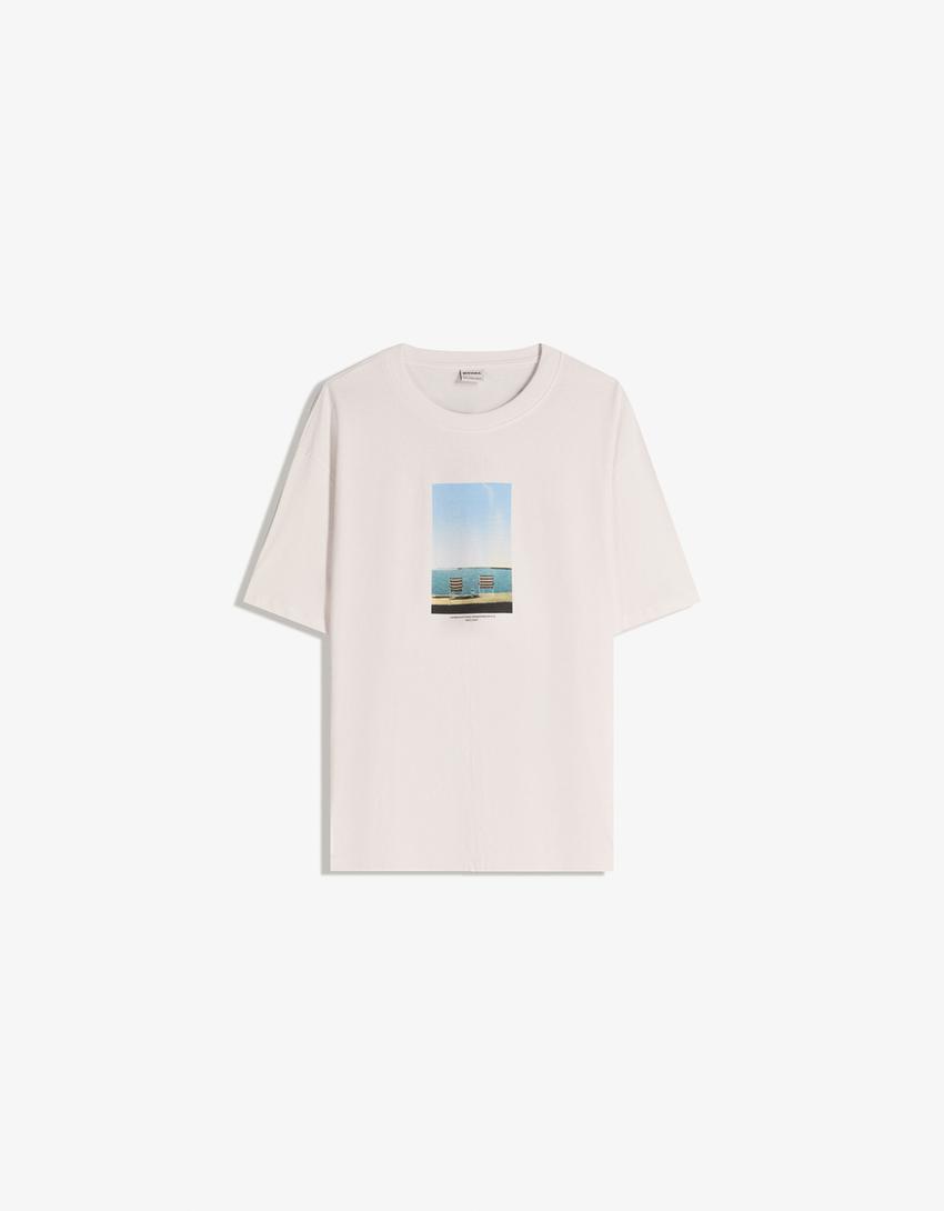 Short sleeve T-shirt with print-White