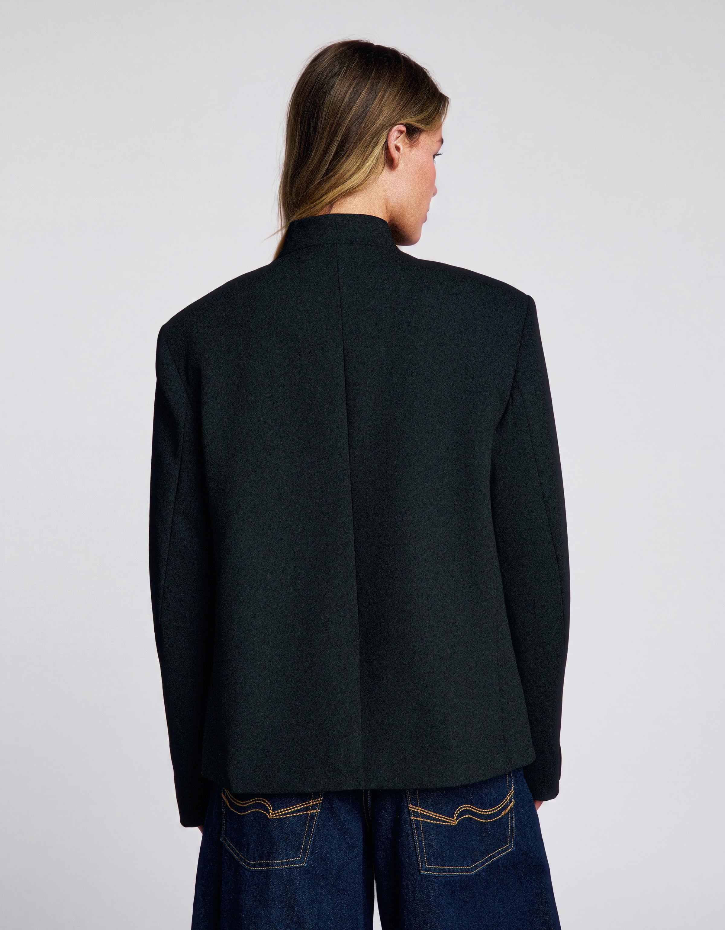 Double-breasted button-up blazer — Black