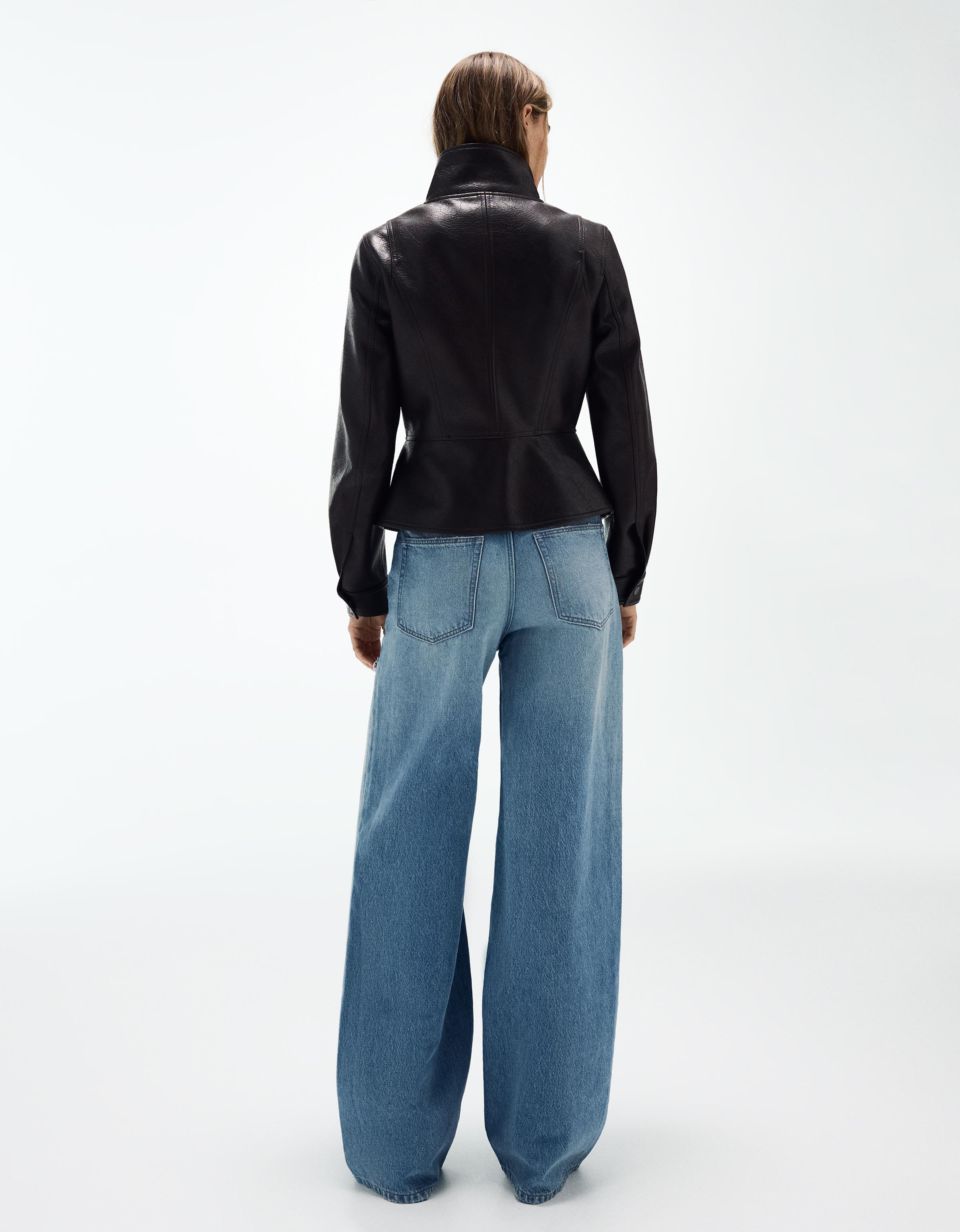 Vintage wash wide-leg high-waist jeans — Light blue