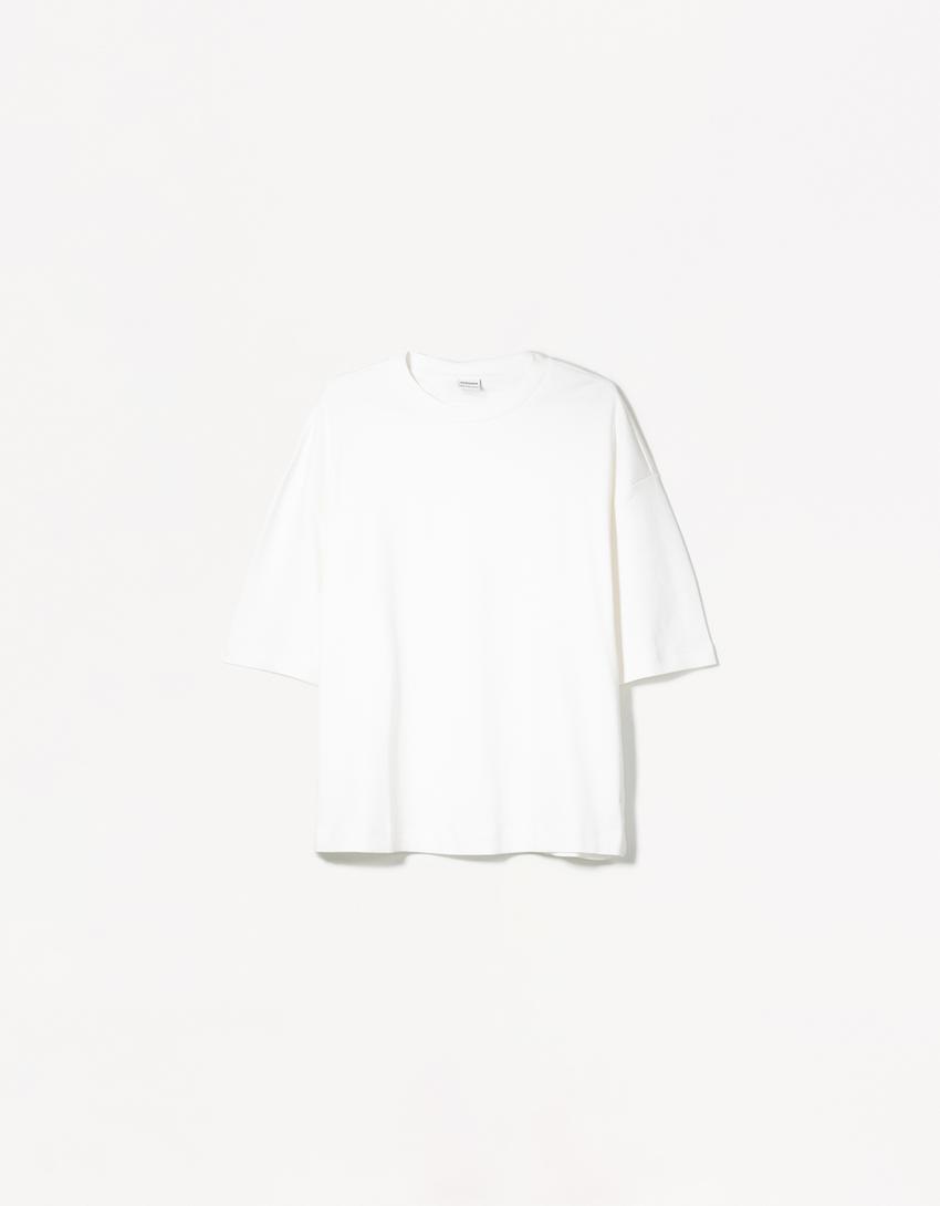 Boxy fit T-shirt med korte ærmer-Hvid-3