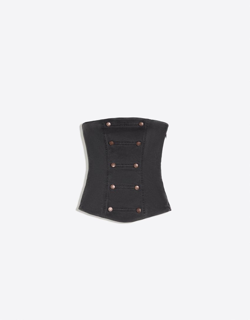 Top bandeau boutonné-Gris