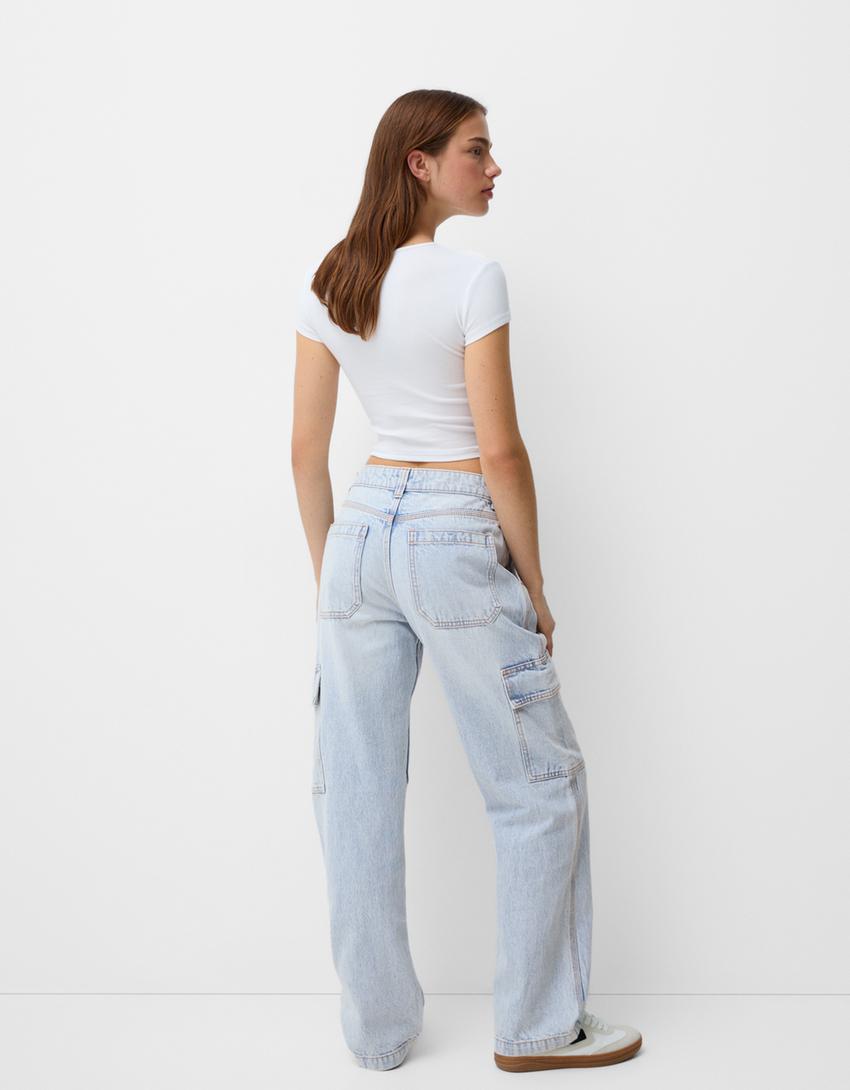 Straight-fit cargo jeans - BSK Teen | Bershka