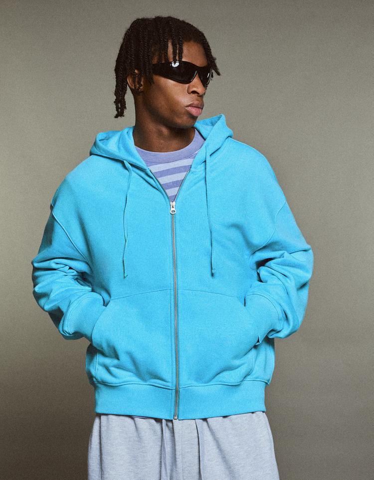 Zip-up hoodie — Light blue