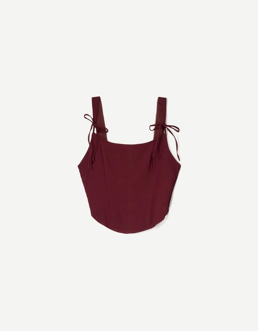 Corset top with bows-Maroon