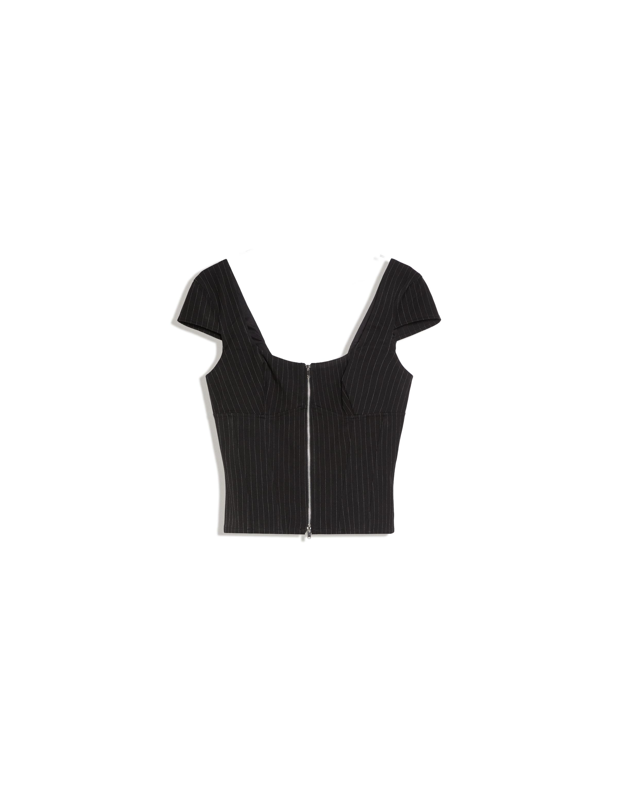 Short sleeve zip top — White / Black