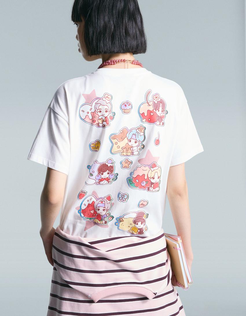 Camiseta TinyTAN tan manga corta print-Blanco roto-0