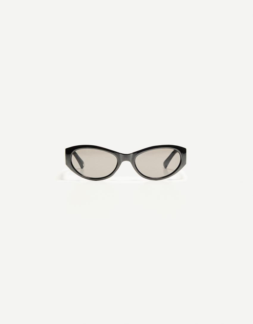 Lunettes de soleil en plastique œil de chat-Noir