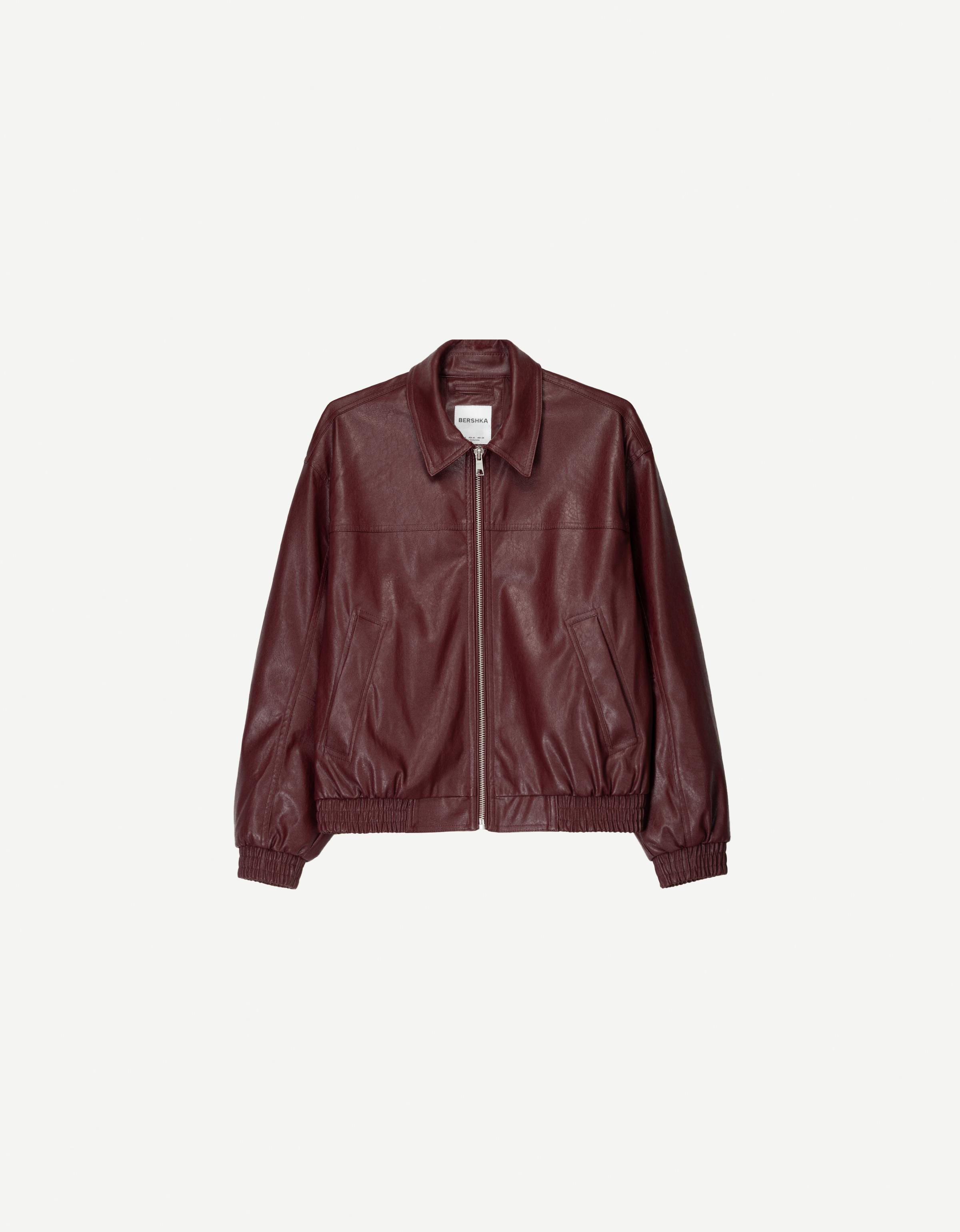 【BERSHKA】 フェイクレザーオーバーサイズボンバージャケット BERSHKA】 フェイクレザーオーバーサイズボンバージャケット