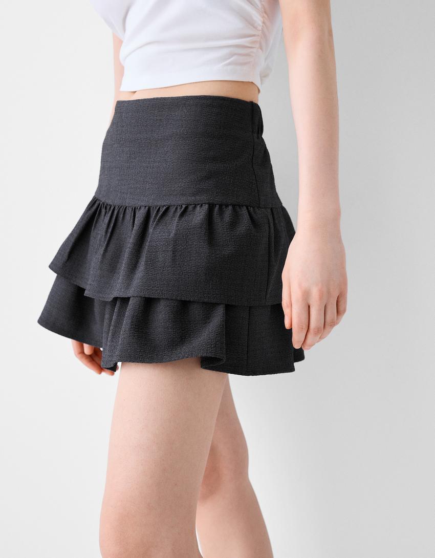 تنورة قصيرة بكشكش-أسود-5