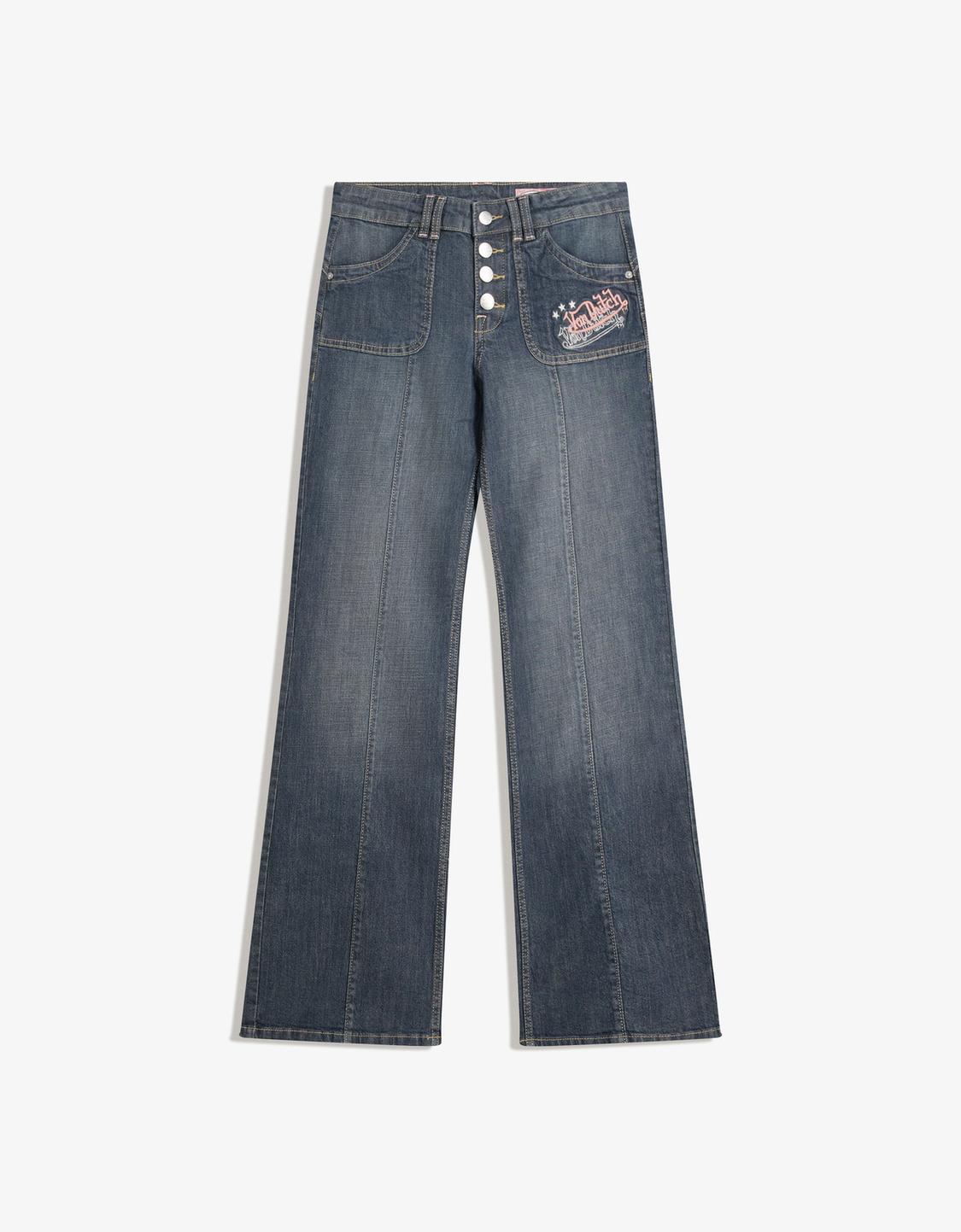 Von Dutch embroidered boot-cut jeans