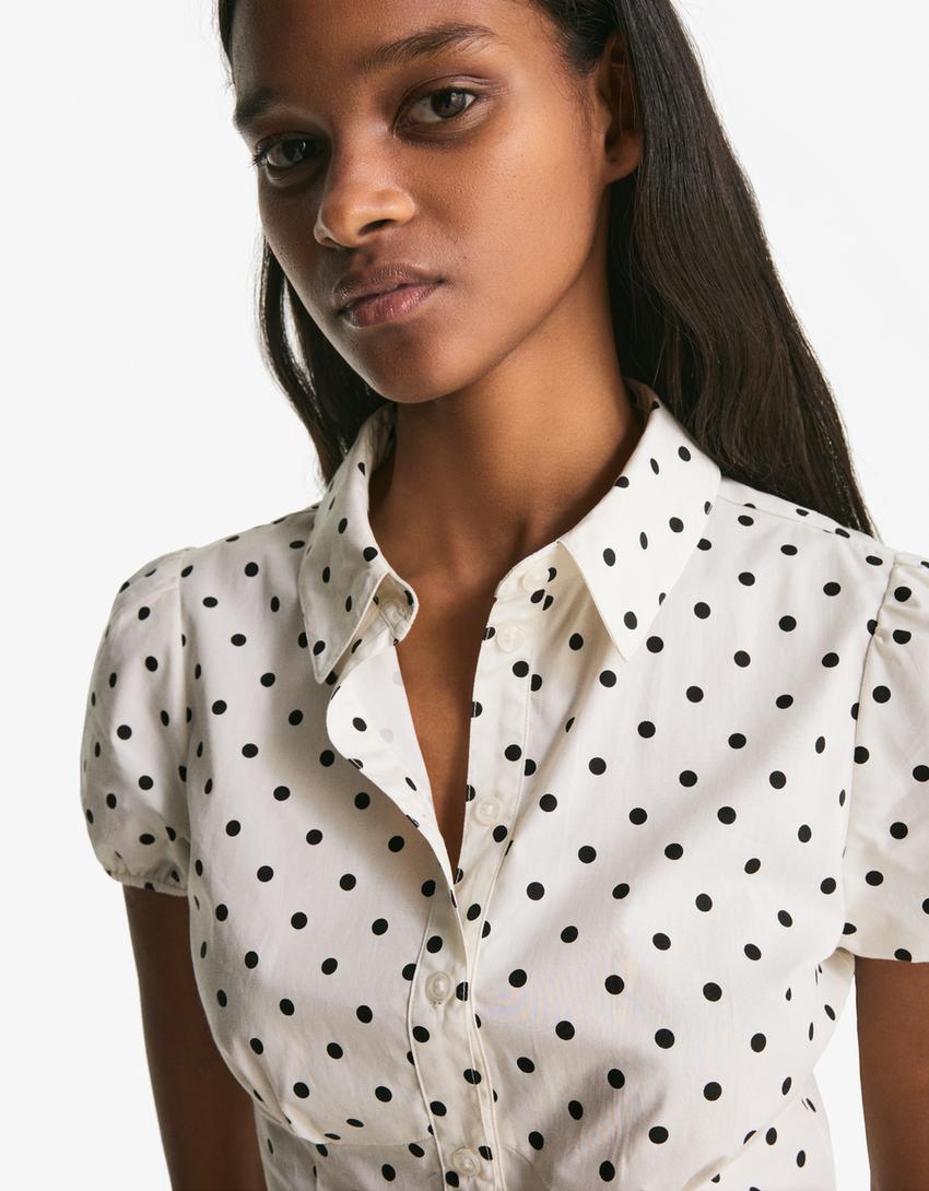 Camisa manga corta-Blanco / Negro