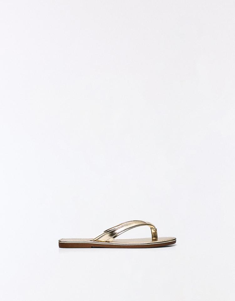 FLAT THONG SANDALS — Gold
