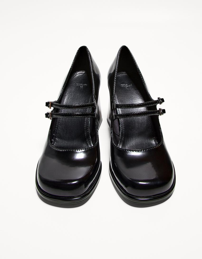 Chaussures Mary Jane à talon large-Noir-4