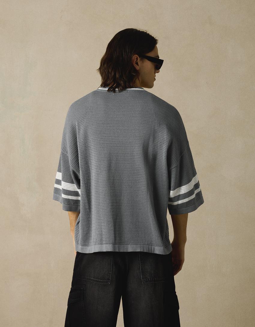 T-shirt manches courtes sport imprimé-Gris