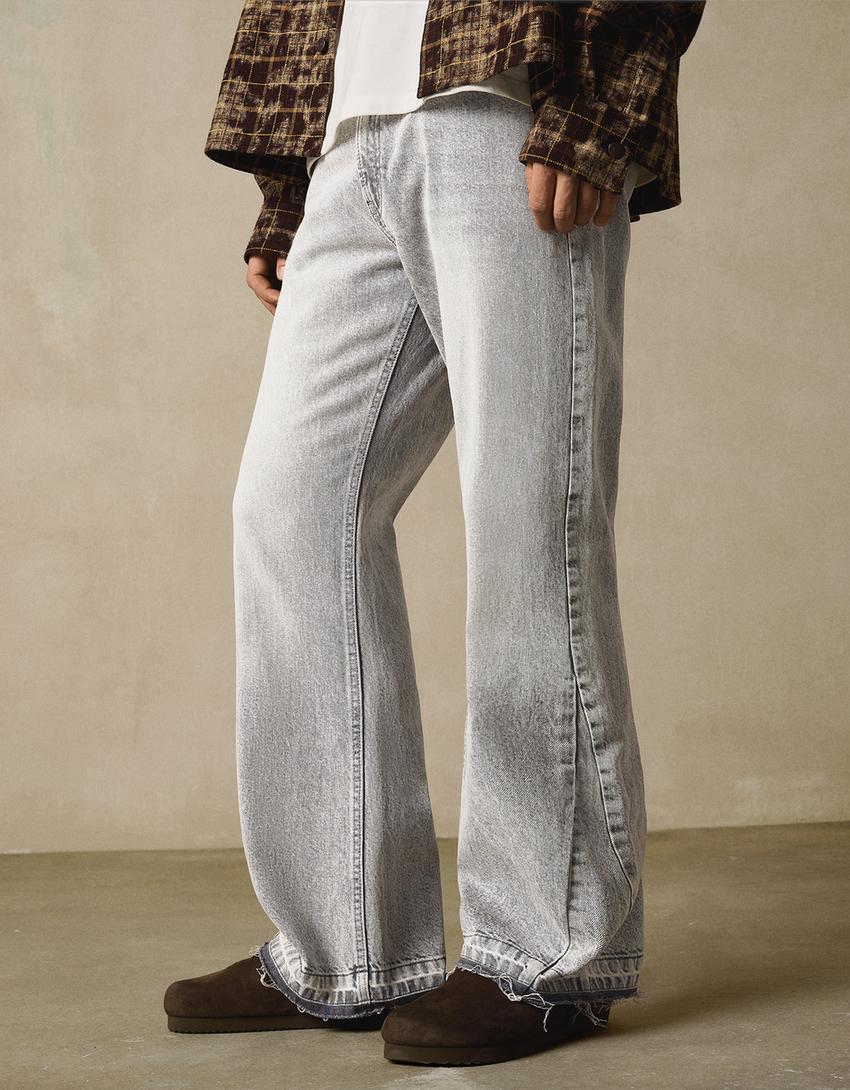 Jeans flare straight fit-Grigio