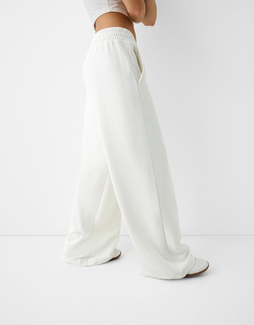 Wide leg plush trousers - Women | Bershka