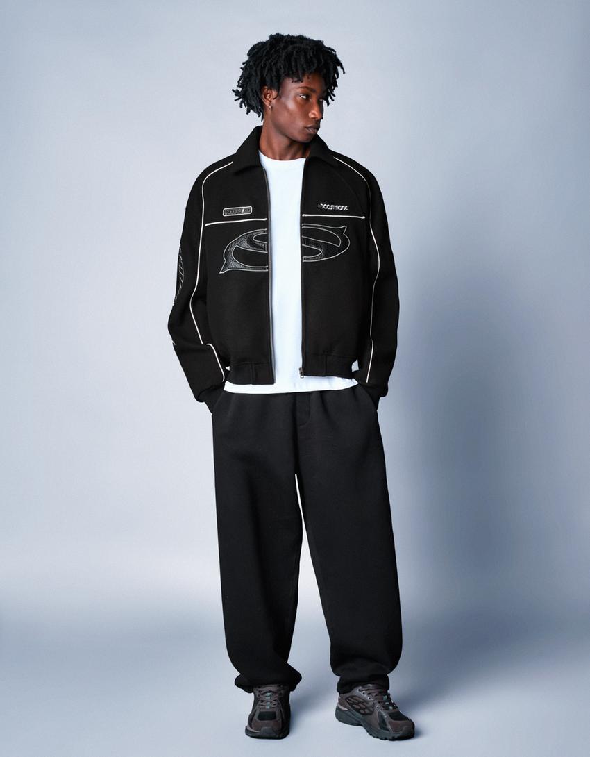 Blusão de pano com remendos-Preto