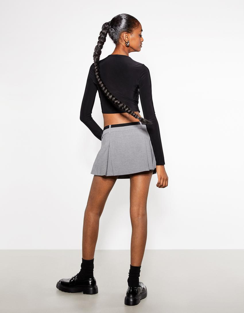 T-shirt manches longues nœud devant-Noir-1