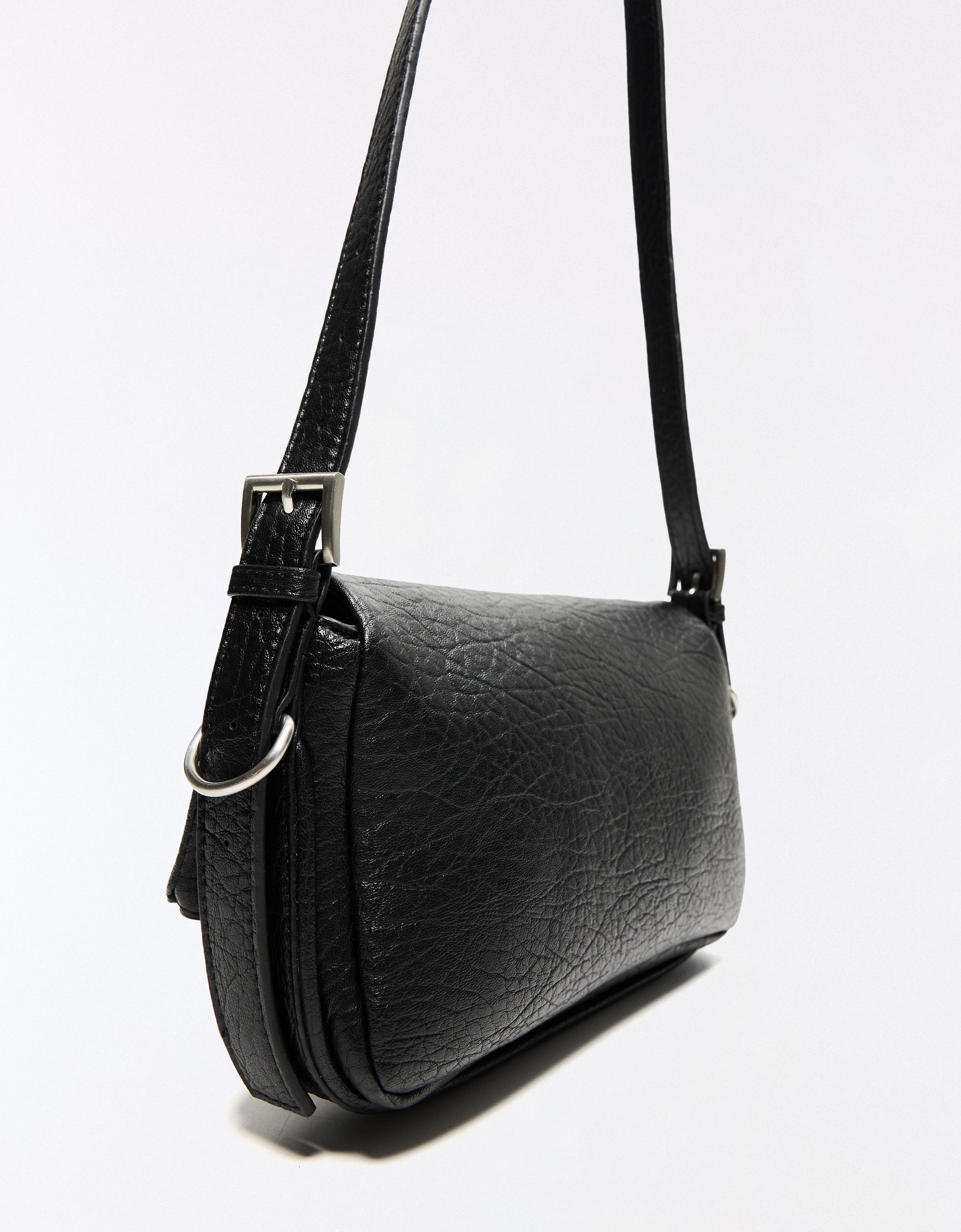 Leather effect zip crossbody bag — Black