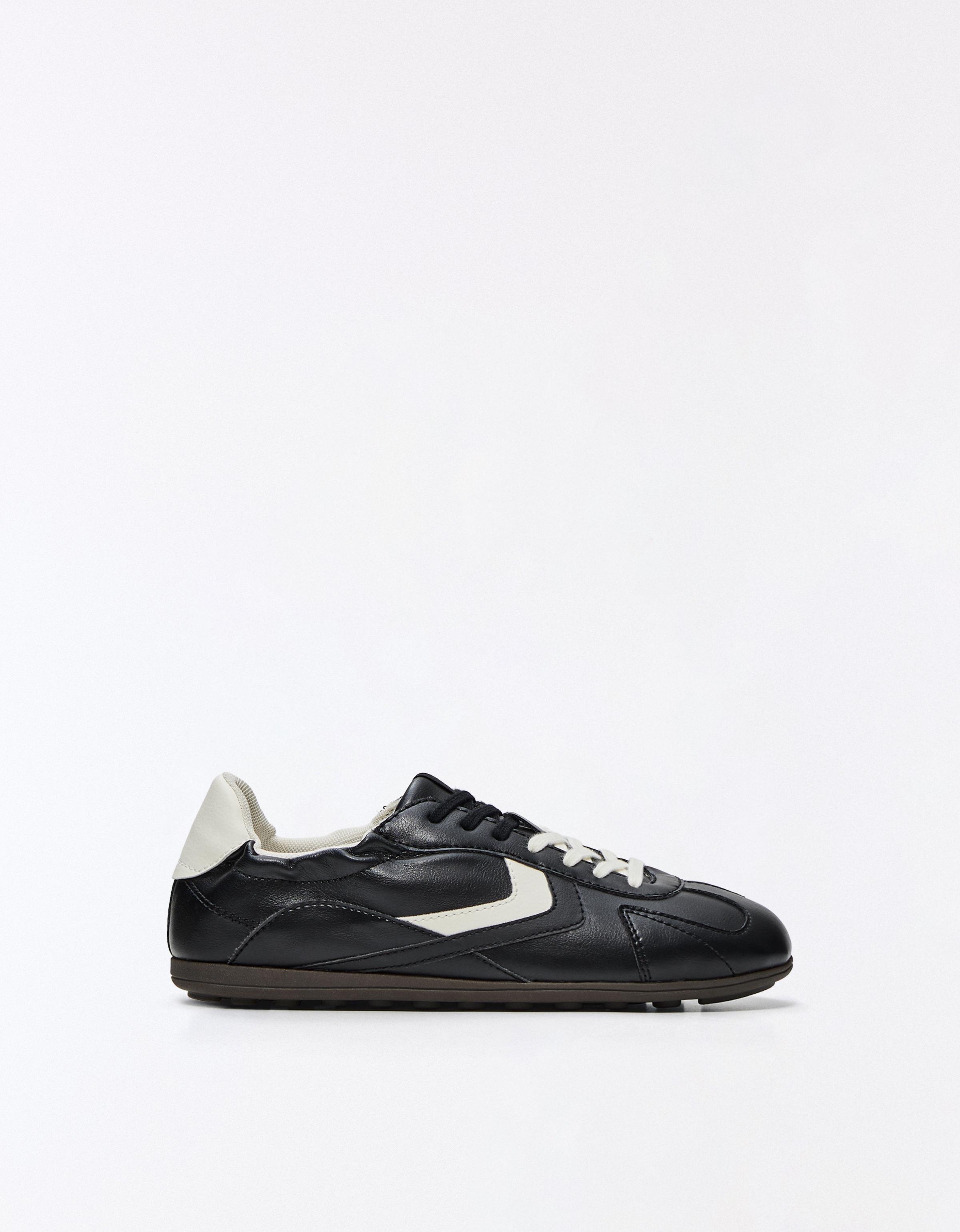 Bershka Zapatillas Retro Piso Fino Mujer 35 Negro