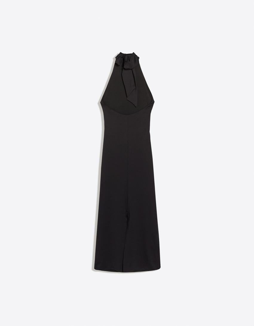 Halter midi dress-Black