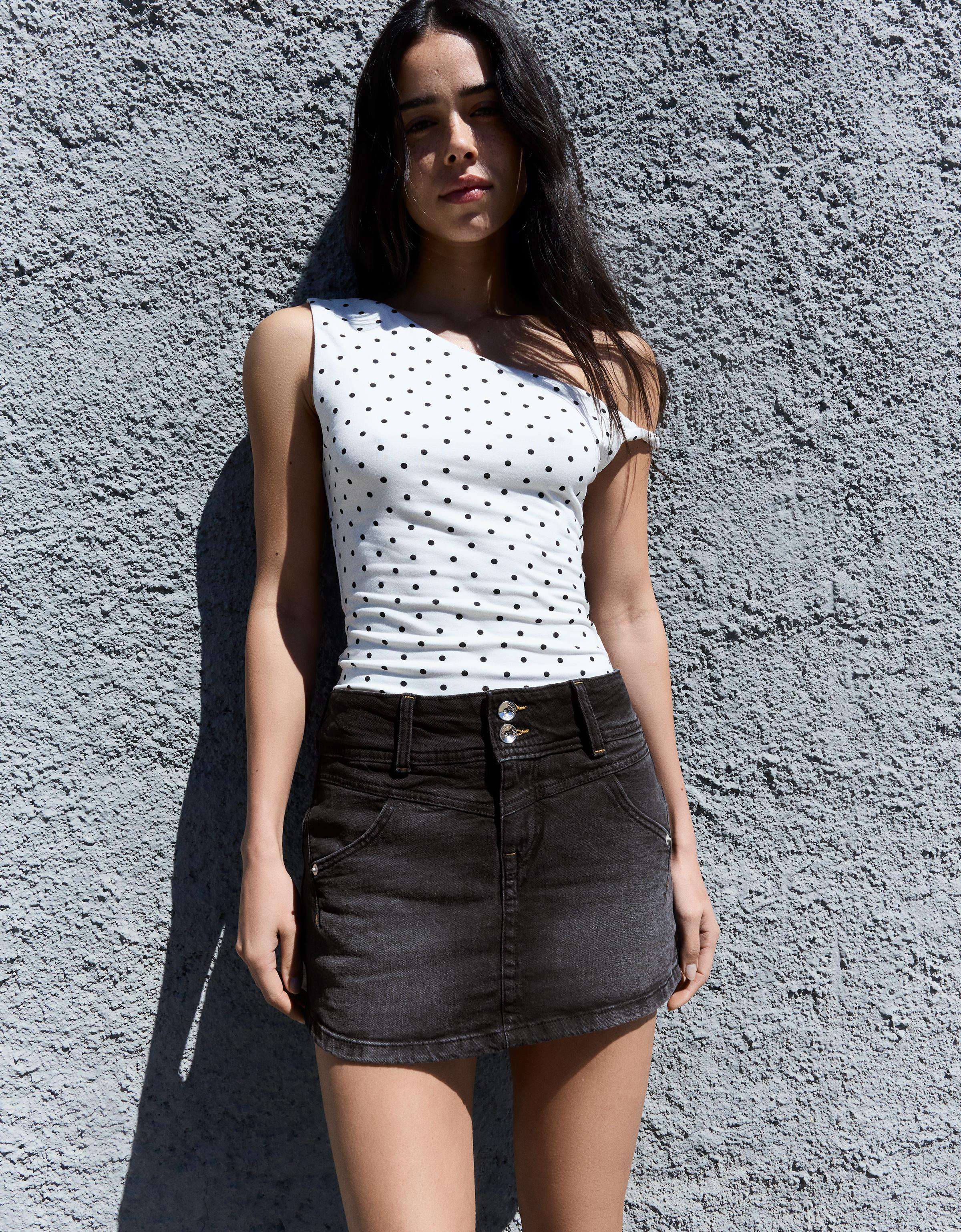 Denim skort — Black
