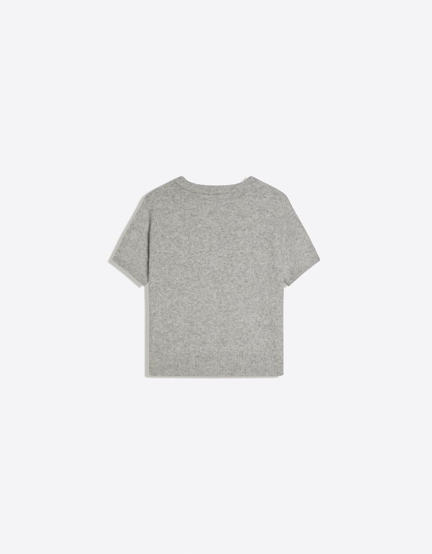 Short sleeve crew neck sweater-Grey