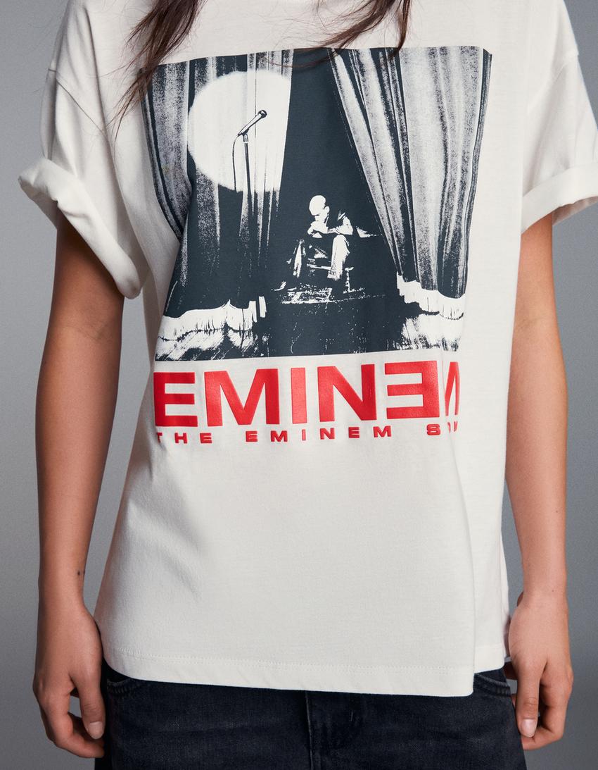 Eminem Oversize-T-Shirt-Grbrochenes Weiss