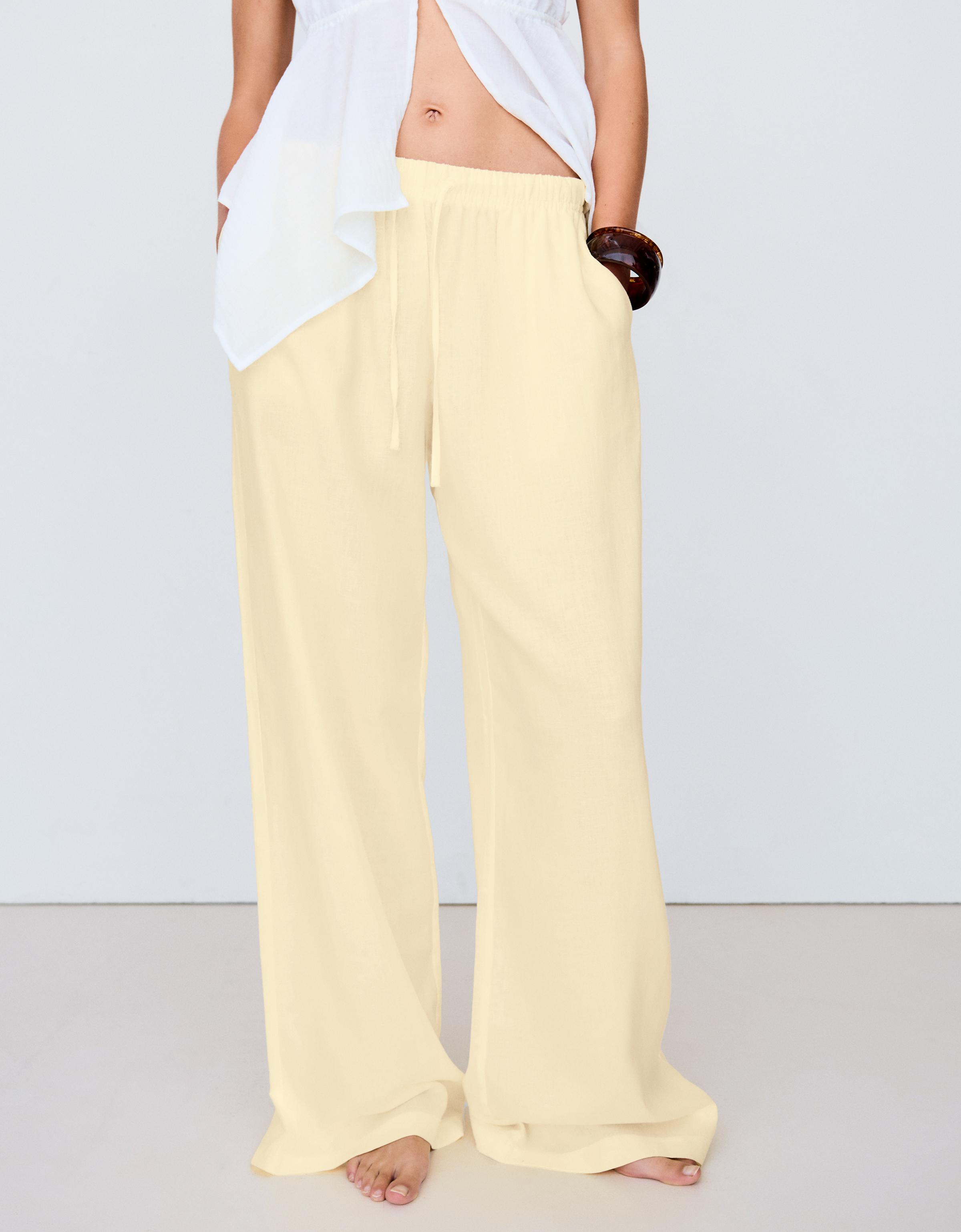 Elasticated waist trousers — Yellow