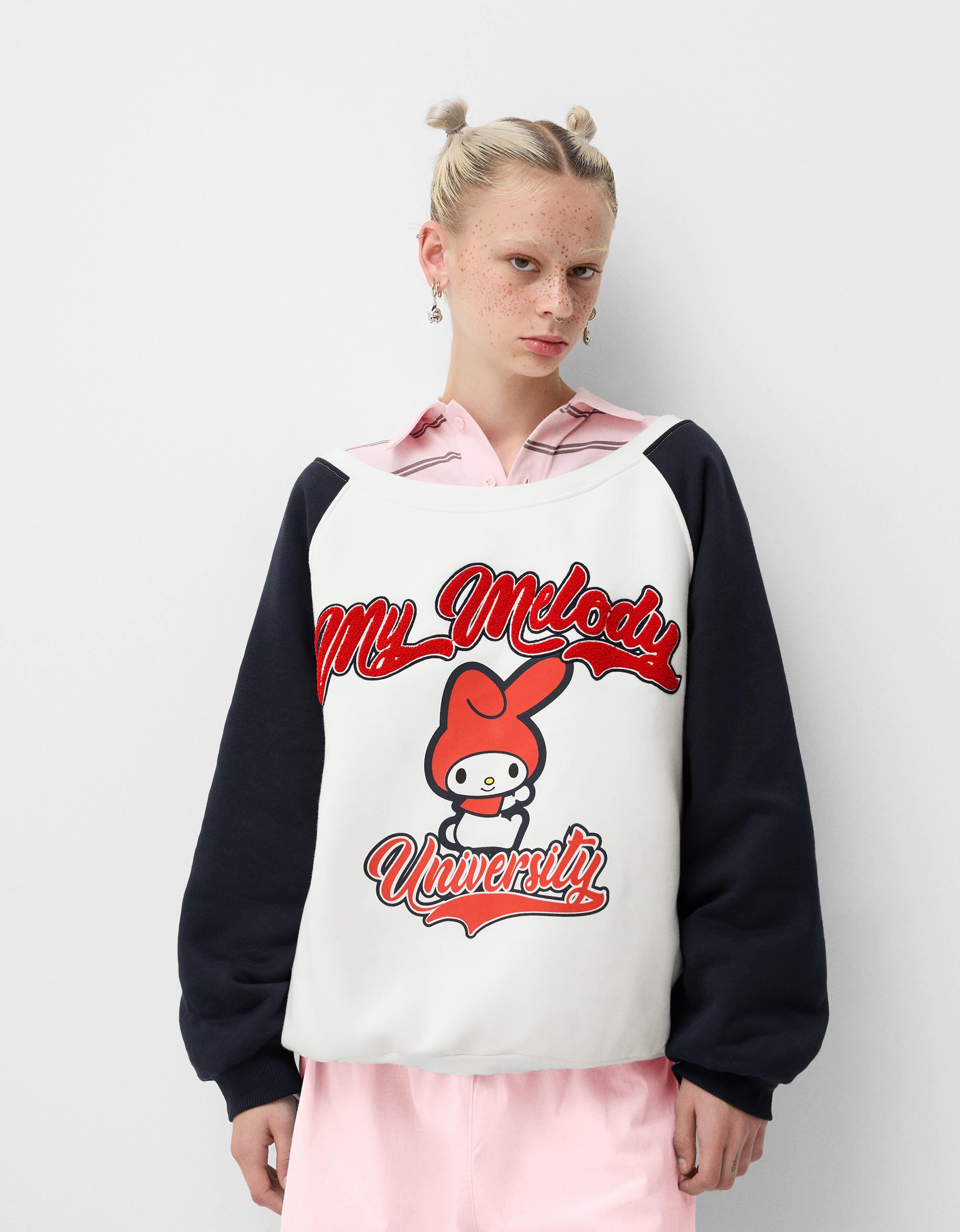 Bershka Sweatshirt My Melody Print Damen Xs Weiss