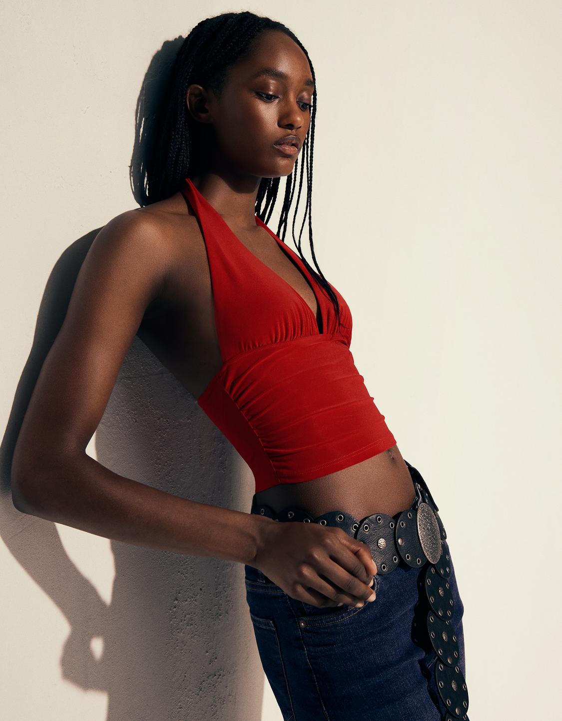 Gathered halter top