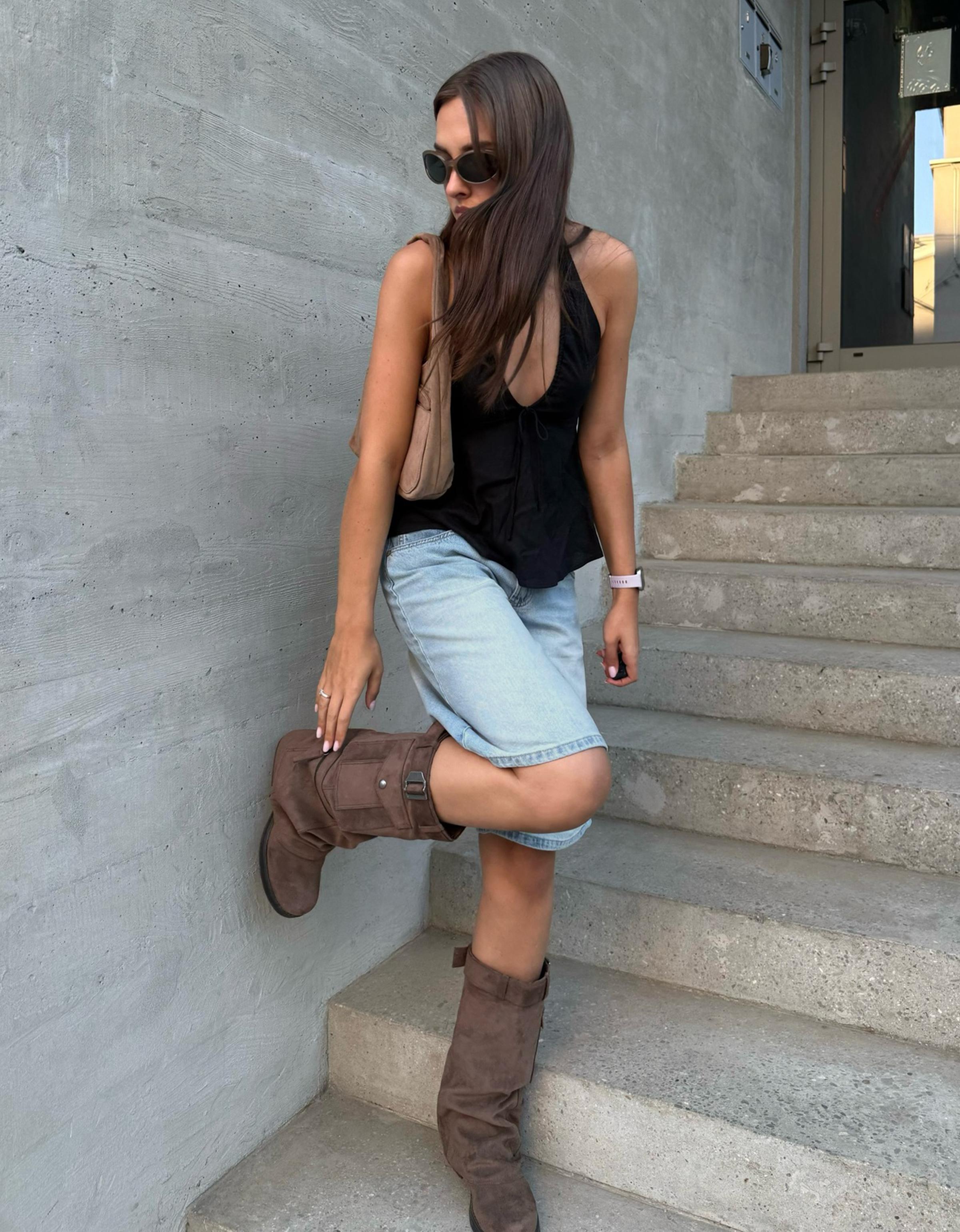 Baggy denim Bermuda shorts — Light blue