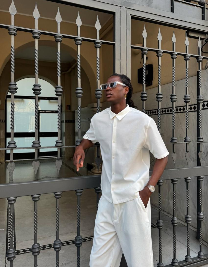 Pantalón baggy jogger plisado-Blanco roto-1