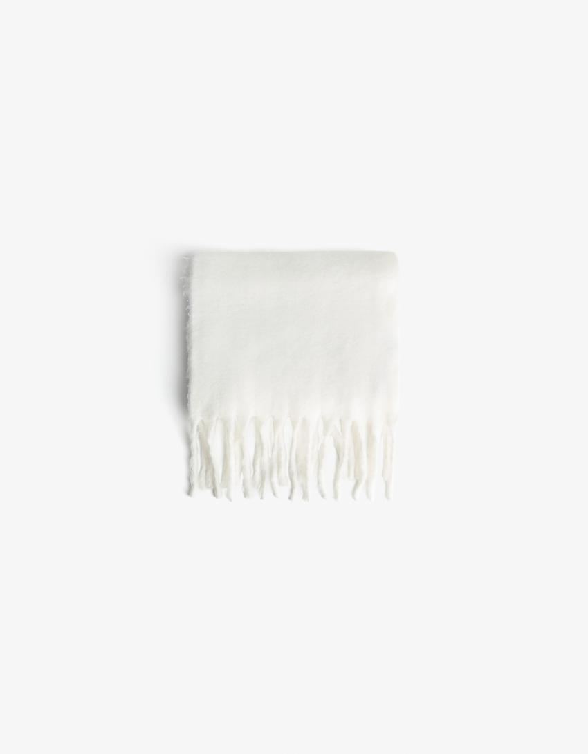 Solid-coloured scarf-Cream-0